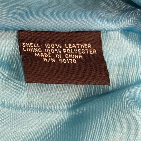 Revue Leather Brown Animal Print with Turquoise Trim Jacket - Picture 8 of 10
